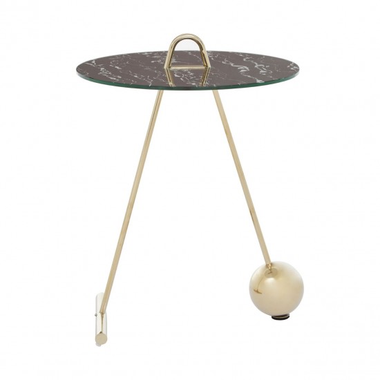 Adams Geometric Warm Metallic and Glass Side Table 