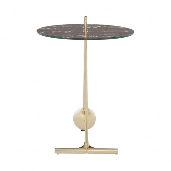 Adams Geometric Warm Metallic and Glass Side Table 