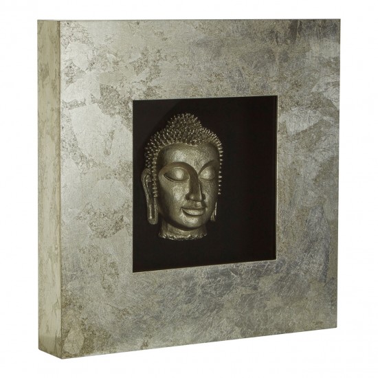 Silver and Black Finish Framed Buddha