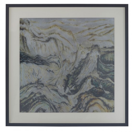 Abstract Silver and Green Framed Wall Art