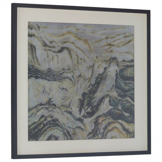 Abstract Silver and Green Framed Wall Art