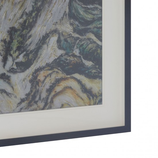 Abstract Silver and Green Framed Wall Art