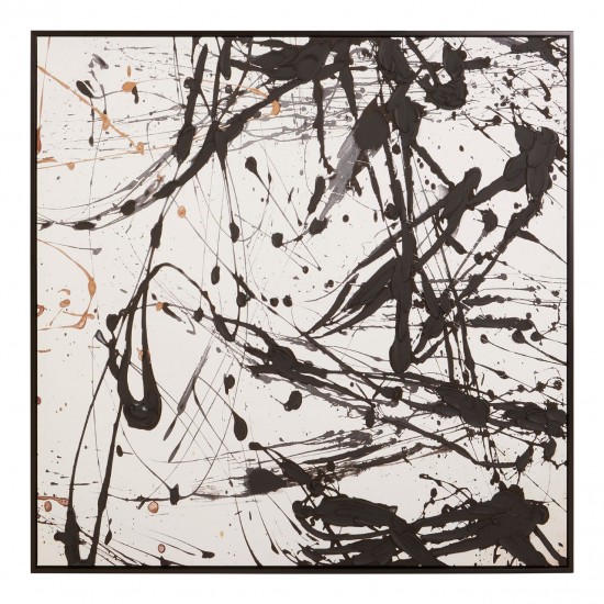 Aurora Black and White 'Jackson Pollock Style' Wall Art 