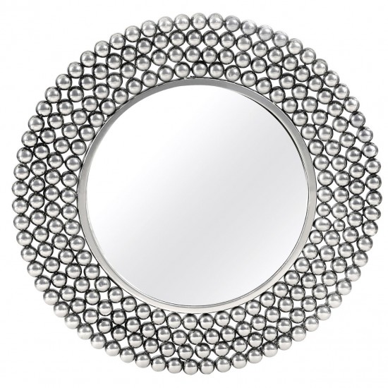 Moura Silver Finish Beaded Wall Mirror