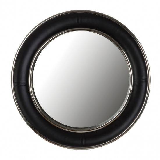 Lincoln Black Leather Wall Mirror