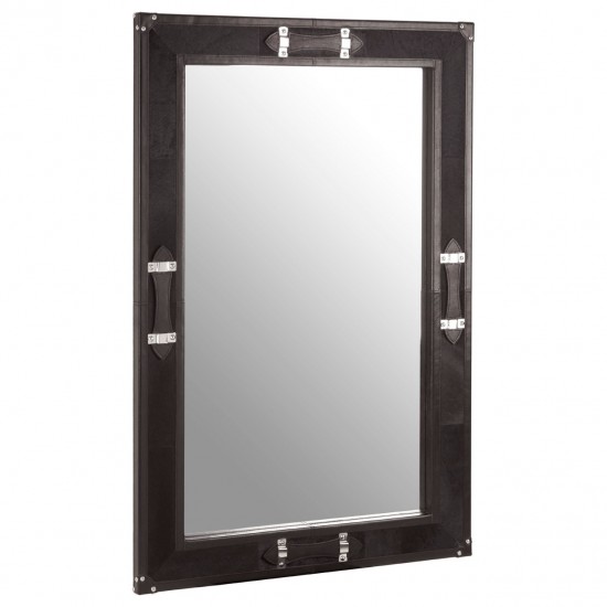 Soho Black Leather Wall Mirror